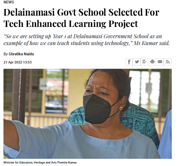 Delainamasi Govt School Selected For Tech Enhanced Learning Project